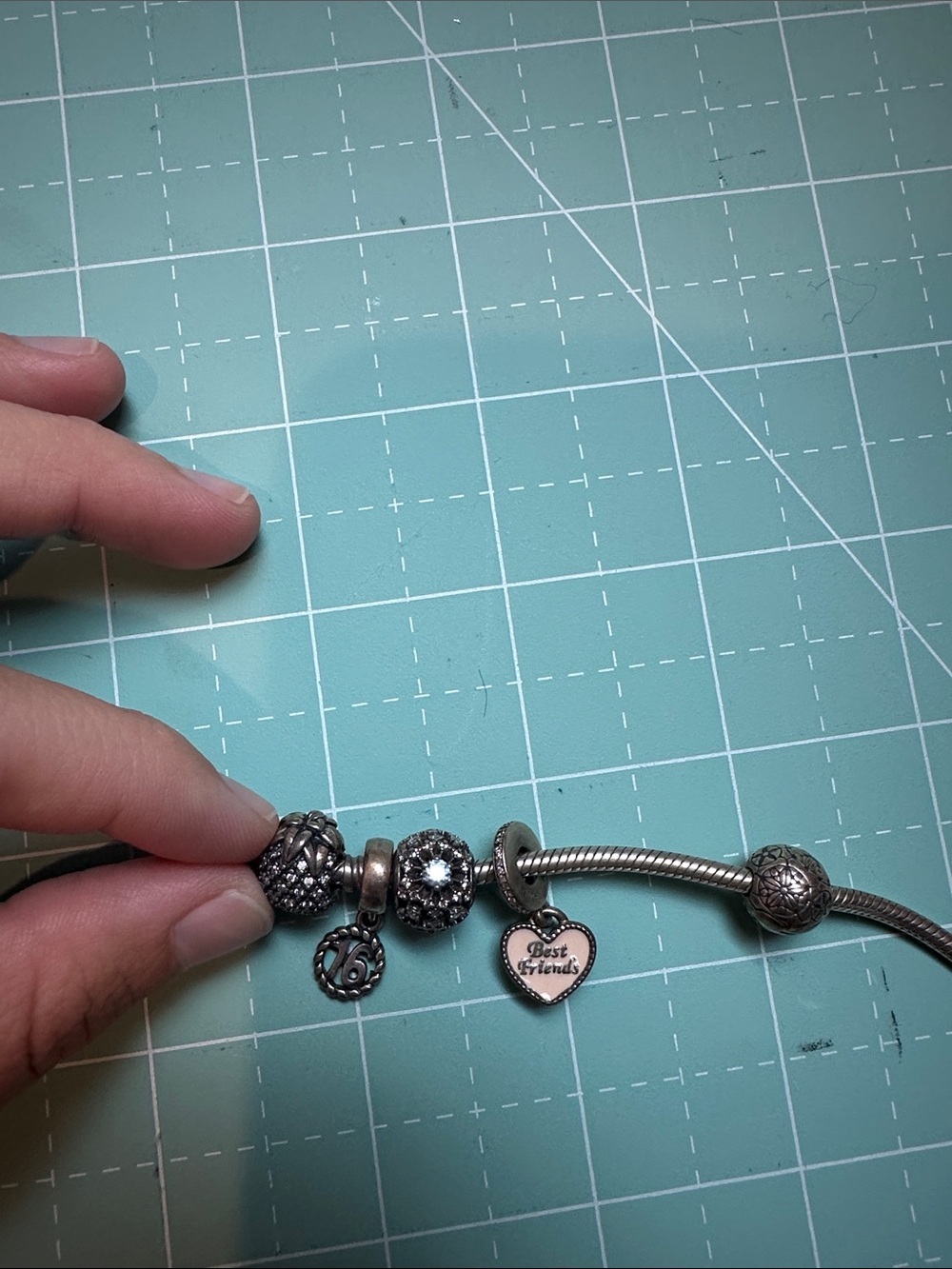 DISNEY EDITION Pandora Silver Charm Bracelet with Heart and Bead Charms - Picture 5 of 5